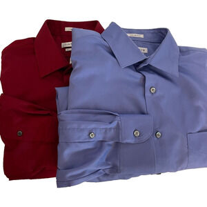 2 Men's Van Heusen LS Dress Shirts reg fit 16 1/2" 34/35" Wrinkle Free see picts